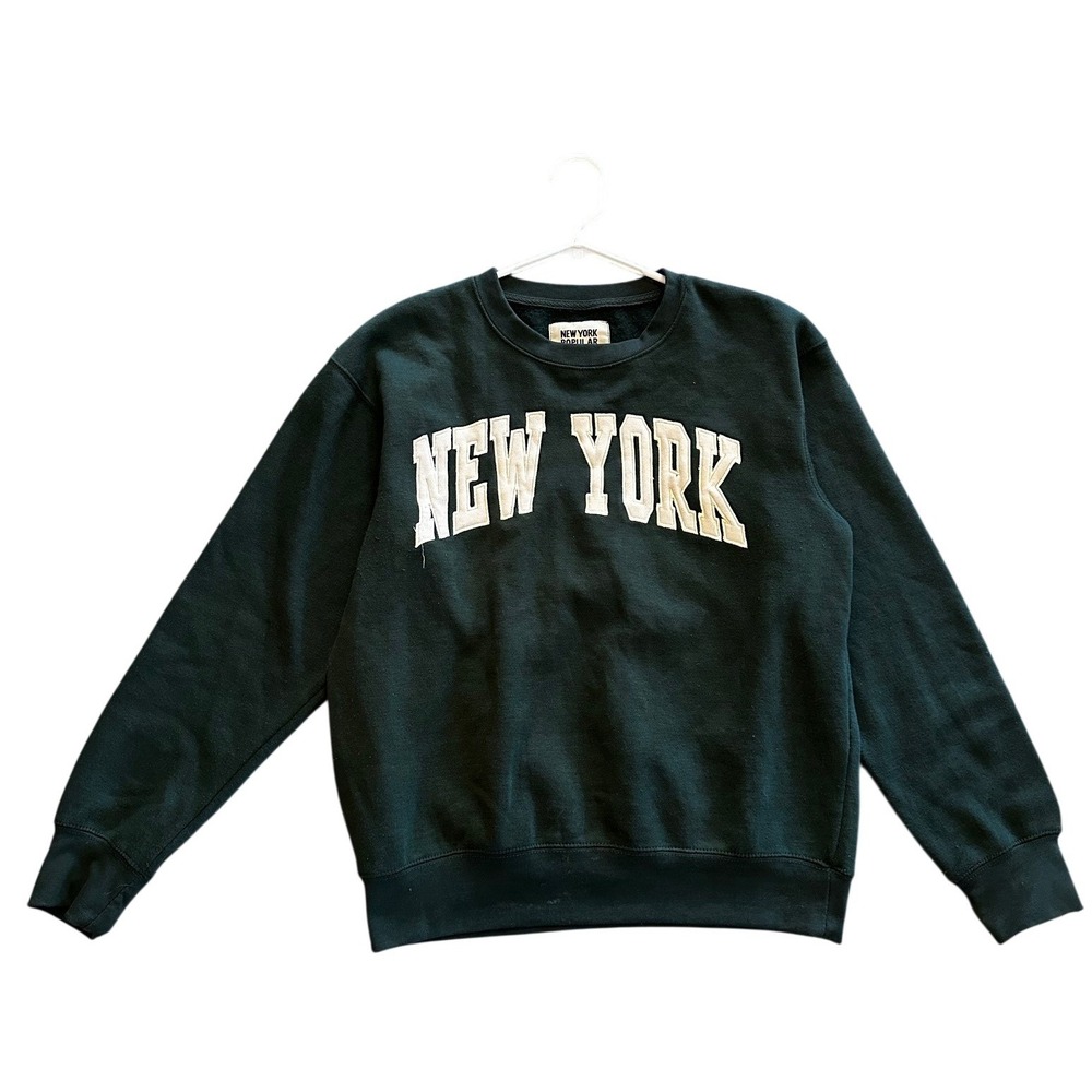 New York Popular Forest Green New York  Crewneck Sweatshirt Mens Medium